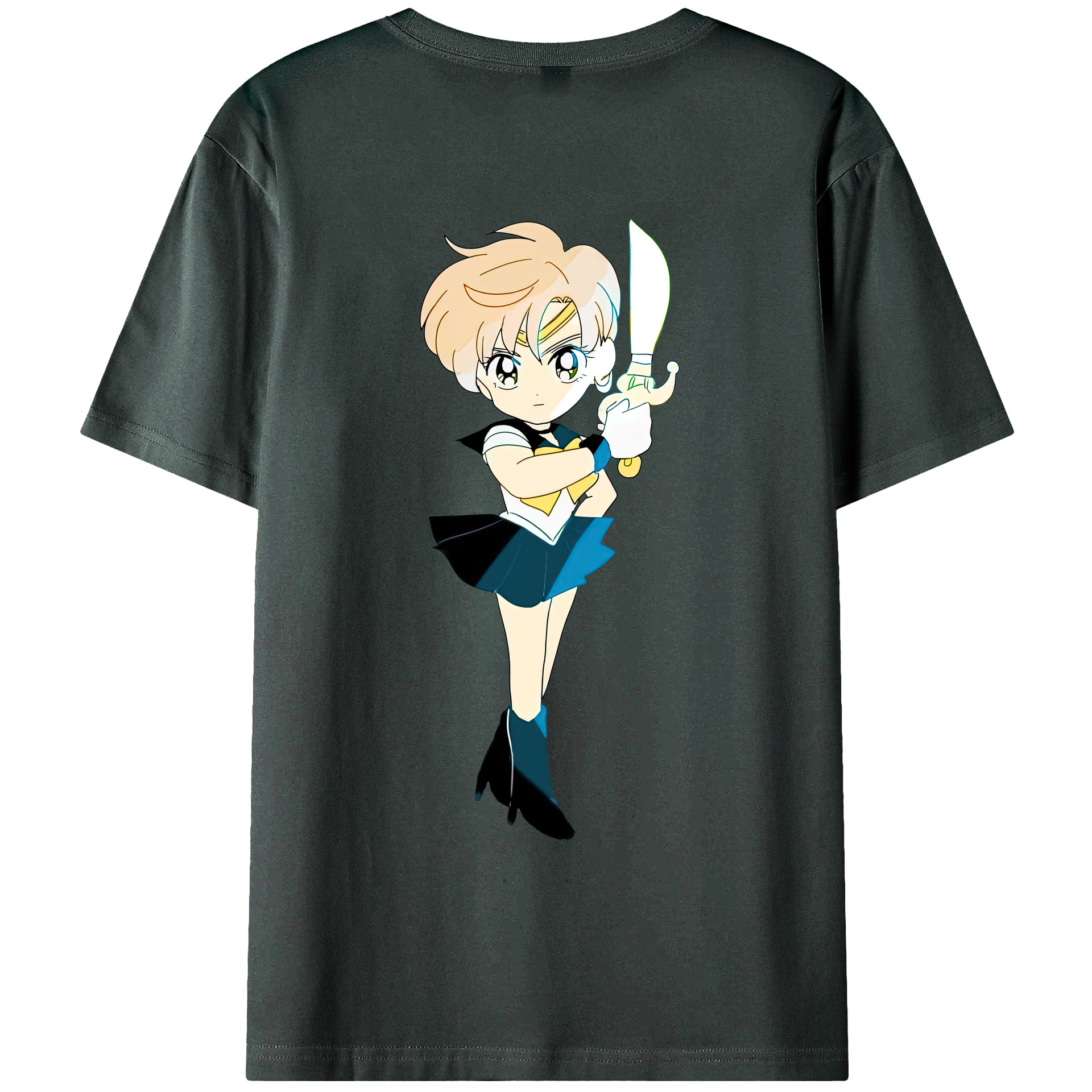（画像用） 美少女戦士セーラームーン 天王はるか Sailor Moon Tenoh Haruka 綿100％ メンズ半袖Tシャツ（バックプリント） 通気性
